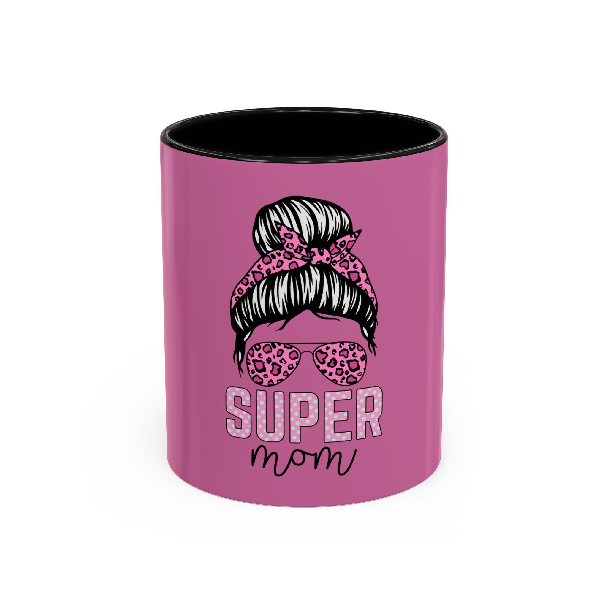 Super Mom Leopard Accent Coffee Mug — Pink Mother’s Day Gift (11/15oz)