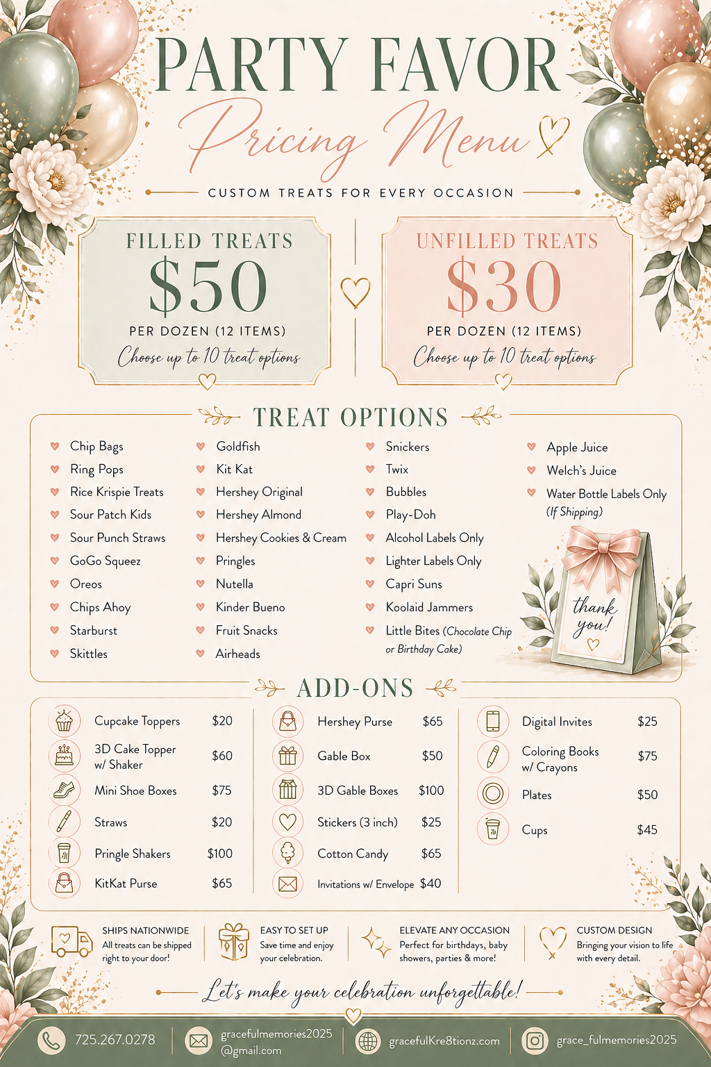 Party Favors Order